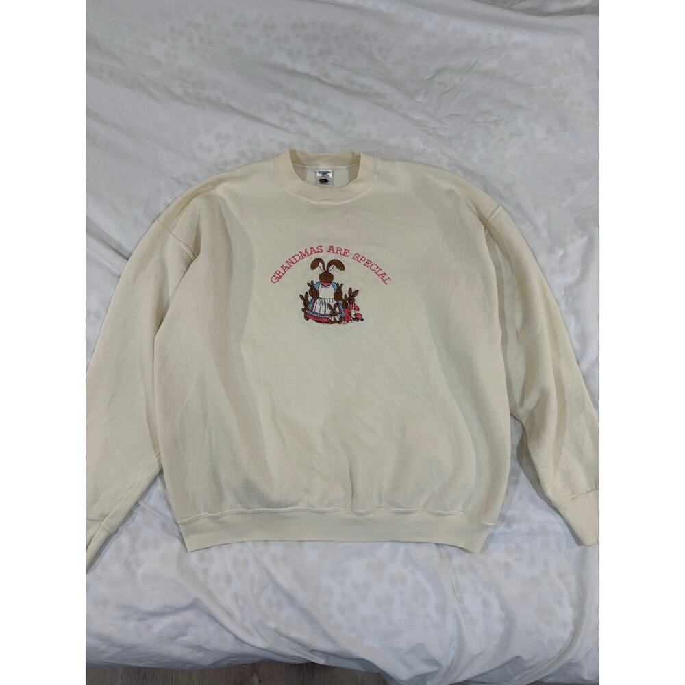 VTG 90s Grandmas Are Special Embroidered Rabbits XL Grandmacore Sweatshirt